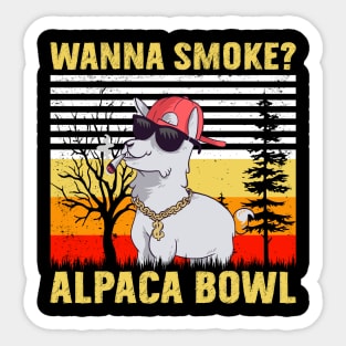 Wanna Smoke Alpaca Bowl Vintage Retro Alpaca Lover Gift Sticker